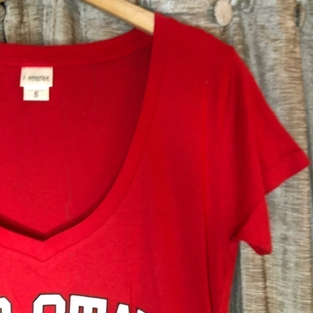 Ohio State Red V Neck Short Sleeve Cotton Logo Tee Shirt Size Small